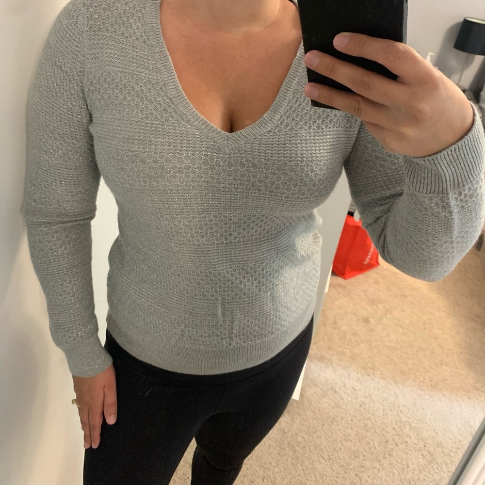 New York & Company Grey Sparkle Sweater - Size S